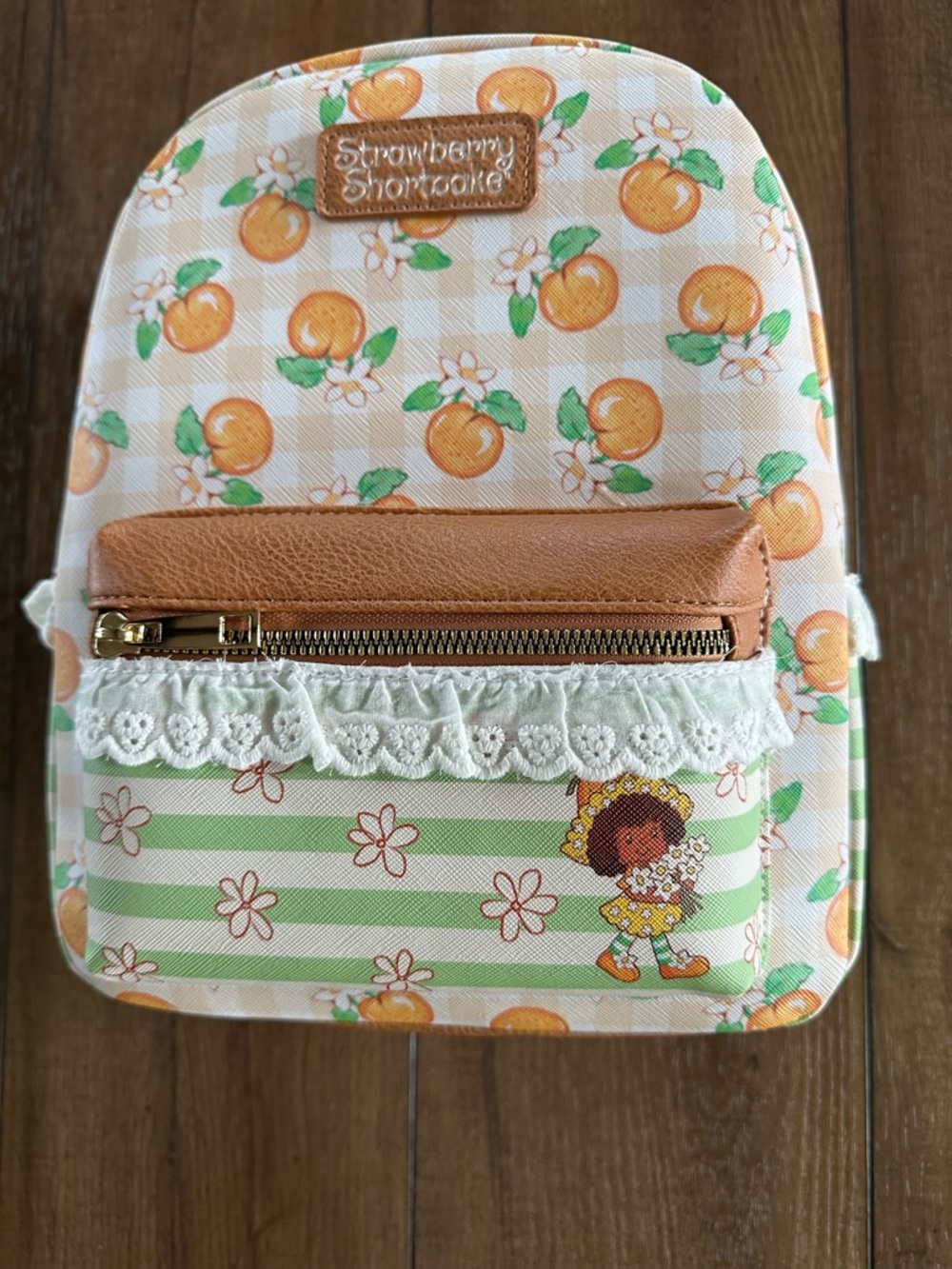 NWT Kids Orange Bloom Pattern Strawberry Shortcake Mini Backpack#734
